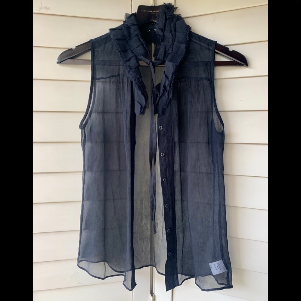 Theory 100% Silk Sleeveless Blouse With Ruffles